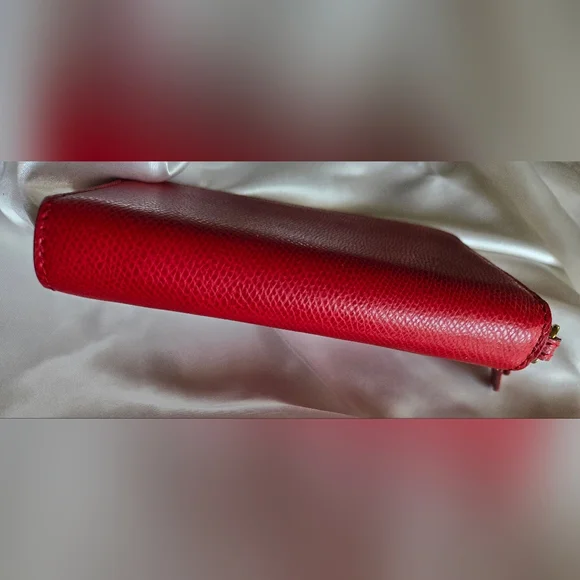 Coach Cherry Red Leather Double Zip Wallet - Picture 9 of 14